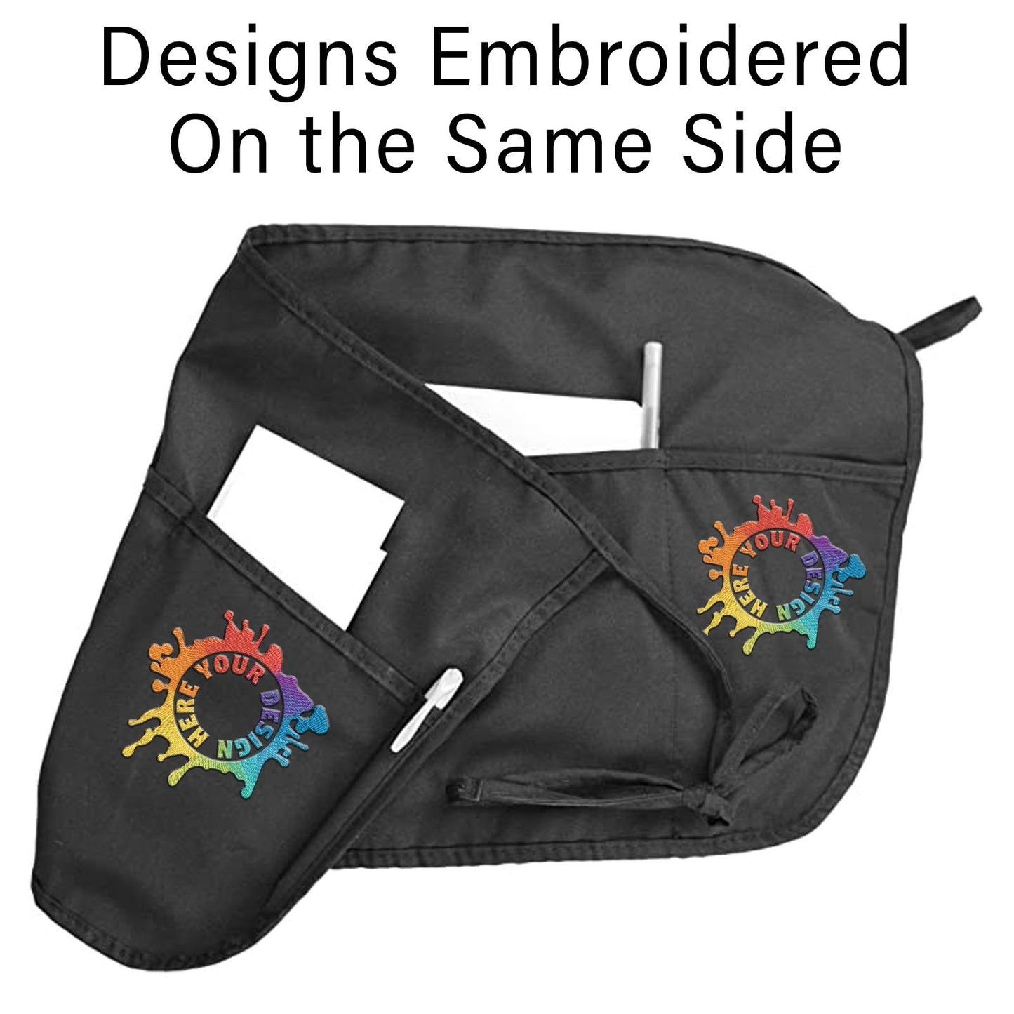 Double sided 3 Pocket Waterproof Waist Apron Embroidered on Both Sides - Mato & Hash