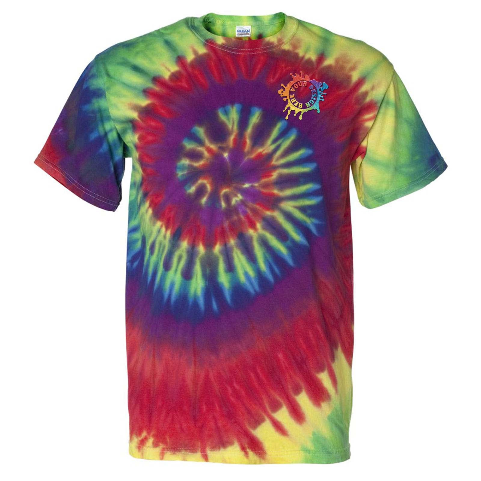 Dyenomite 100% Cotton Unisex Multicolor Spiral Tie-Dye T-Shirt Embroidery - Mato & Hash