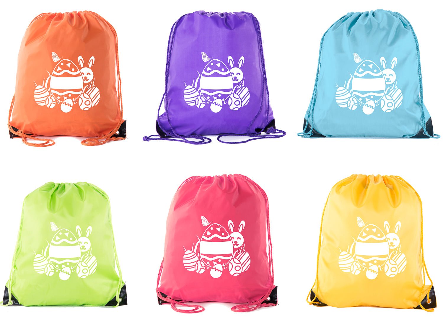 Easter Bunny & Eggs Color in Mix Polyester Drawstring Bag - Mato & Hash