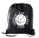 Eat - Sleep - Ball - Repeat Polyester Drawstring Bag