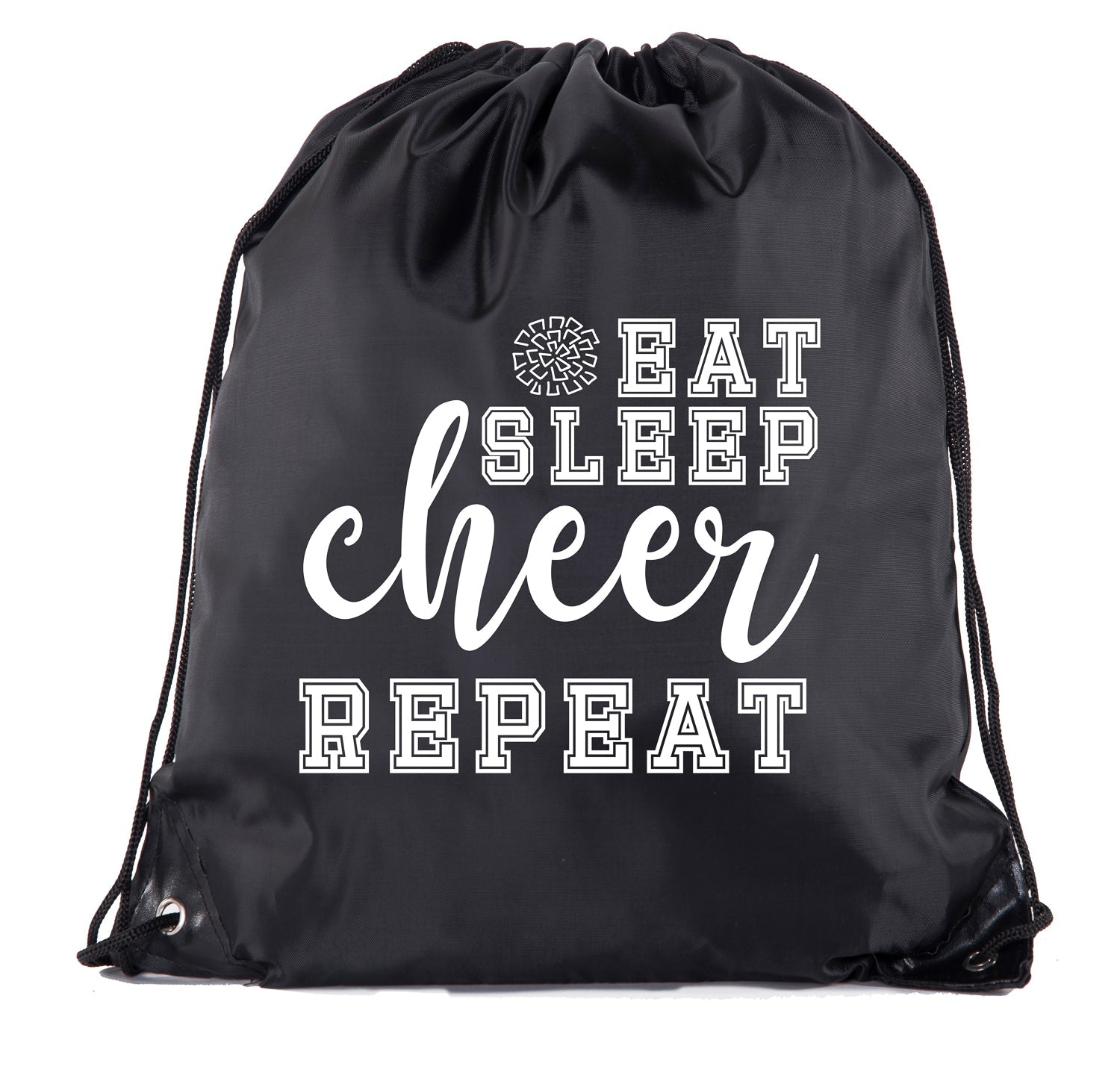 Eat, Sleep, Cheer, Repeat Polyester Drawstring Bag - Mato & Hash