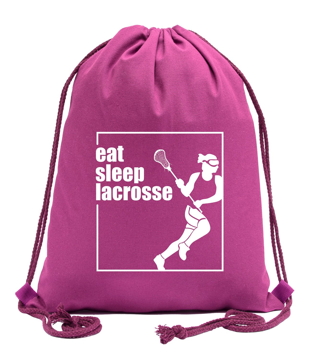 Eat, Sleep, Lacrosse - Female Cotton Drawstring Bag - Mato & Hash