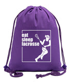 Eat, Sleep, Lacrosse - Female Cotton Drawstring Bag - Mato & Hash
