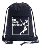 Eat, Sleep, Lacrosse - Female Cotton Drawstring Bag
