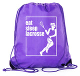 Eat, Sleep, Lacrosse - Female Polyester Drawstring Bag - Mato & Hash