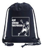 Eat, Sleep, Lacrosse - Male Cotton Drawstring Bag - Mato & Hash