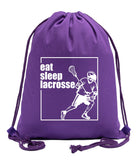 Eat, Sleep, Lacrosse - Male Cotton Drawstring Bag - Mato & Hash