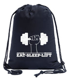 Eat - Sleep - Lift + Dumbbell Cotton Drawstring Bag