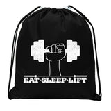 Eat - Sleep - Lift + Dumbbell Mini Polyester Drawstring Bag