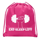 Eat - Sleep - Lift + Dumbbell Mini Polyester Drawstring Bag - Mato & Hash