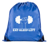 Eat - Sleep - Lift + Dumbbell Polyester Drawstring Bag - Mato & Hash
