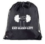Eat - Sleep - Lift + Dumbbell Polyester Drawstring Bag