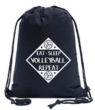 Eat, Sleep, Volleyball, Repeat Cotton Drawstring Bag