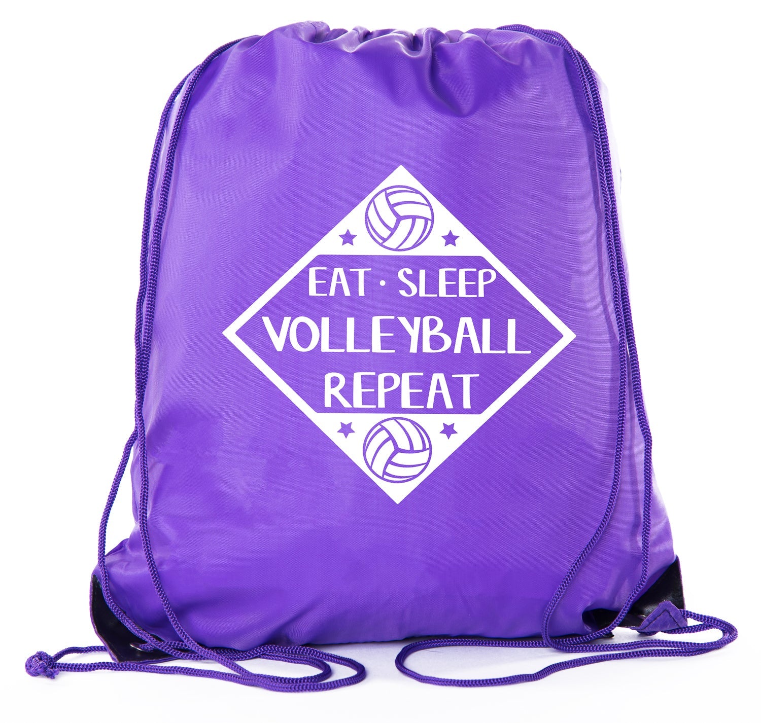 Eat, Sleep, Volleyball, Repeat Polyester Drawstring Bag - Mato & Hash