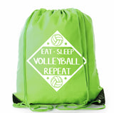 Eat, Sleep, Volleyball, Repeat Polyester Drawstring Bag - Mato & Hash