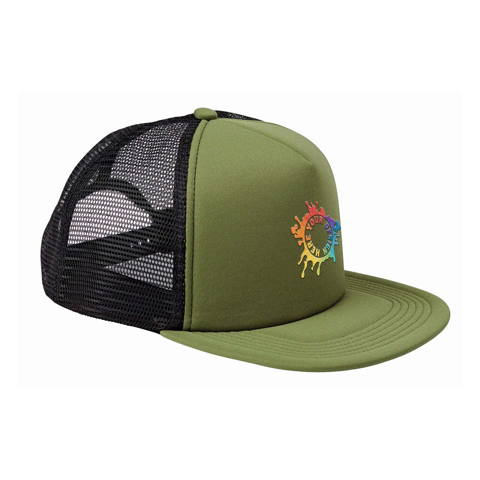 Embroidered Big Accessories 5-Panel Foam Front Trucker Cap Olive/Black / One Size