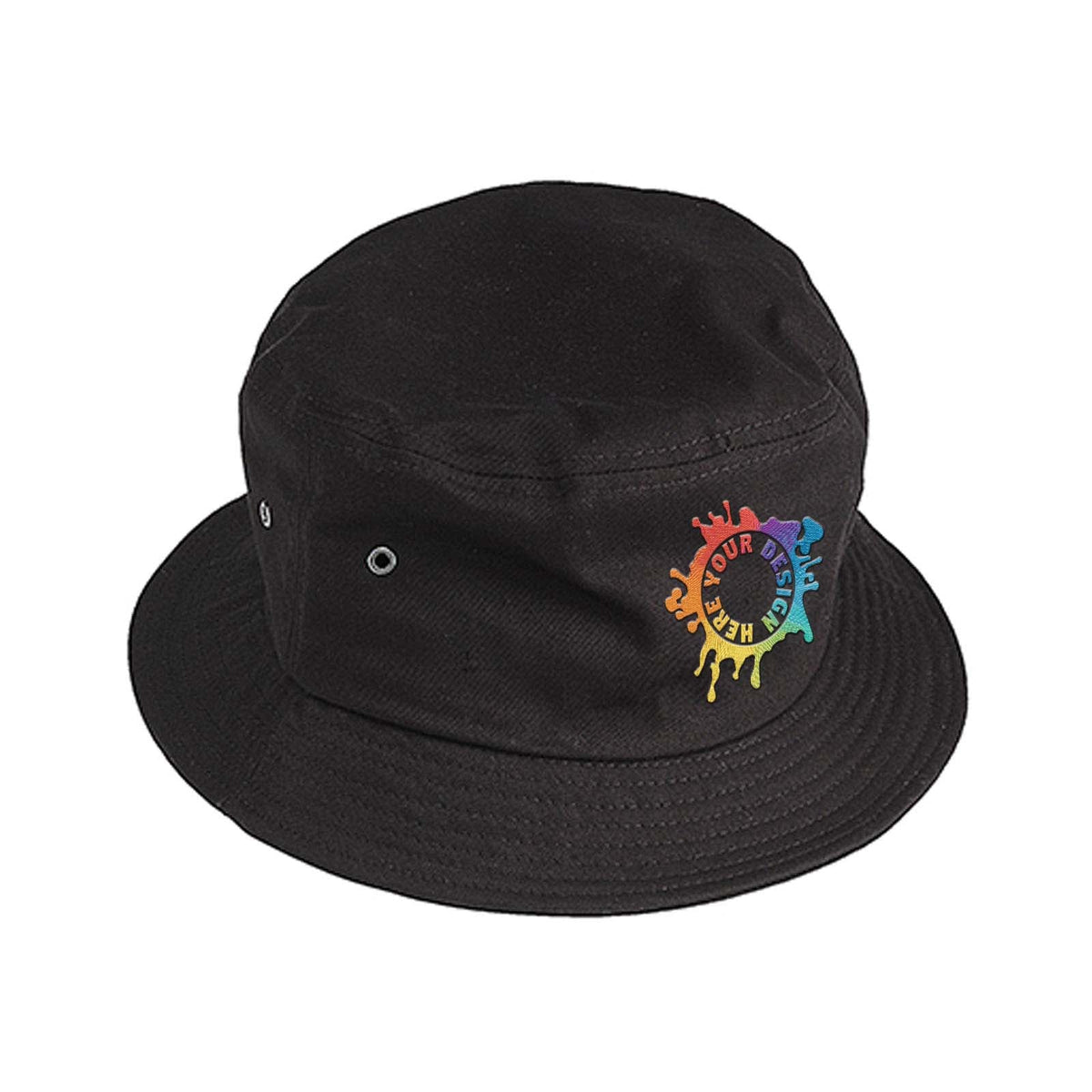 Embroidered Big Accessories Metal Eyelet Bucket Cap - Mato & Hash