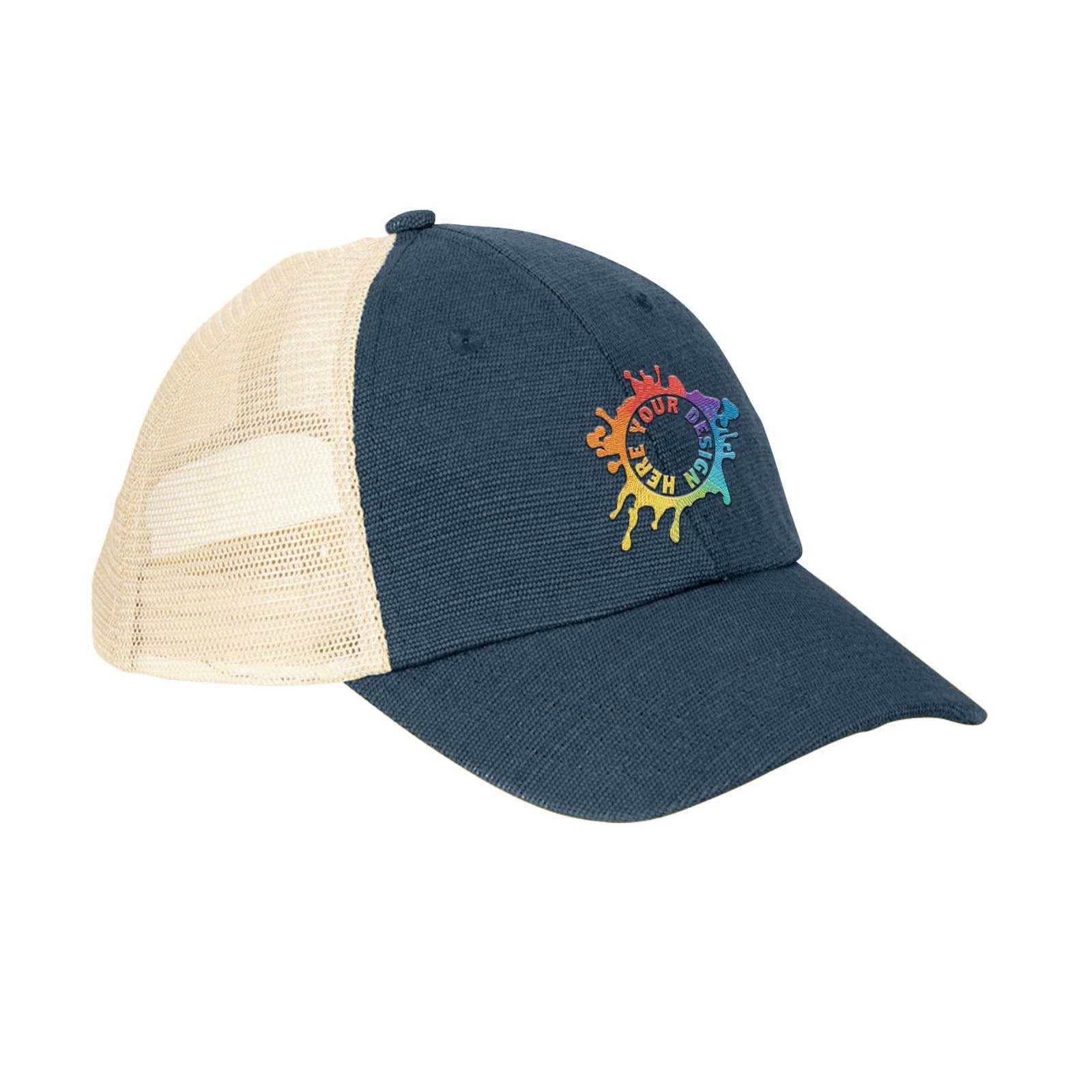 Embroidered econscious Washed Hemp Blend Trucker Hat - Mato & Hash