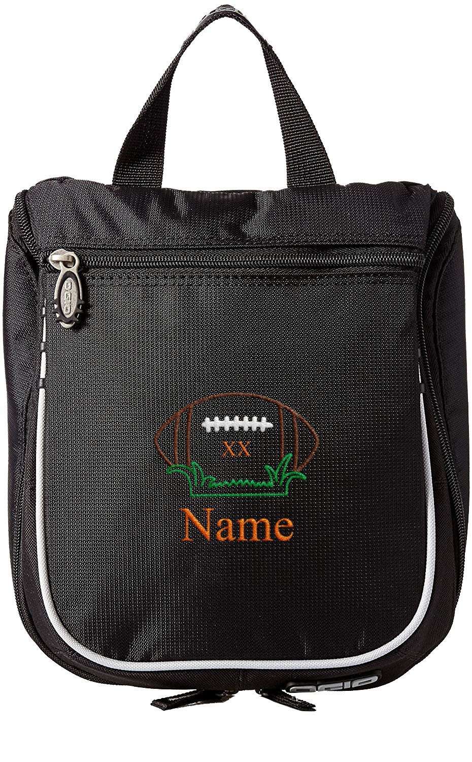 Embroidered Hanging Toiletry Bag – Custom Dopp Kit/Shaving Kit - Football - Mato & Hash
