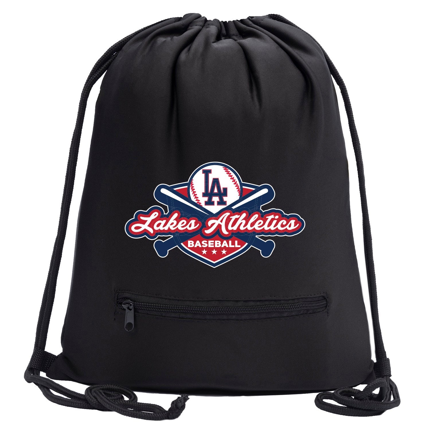 Embroidered Lakes Athletics Drawstring Bag w/ Zipper Pocket - Mato & Hash