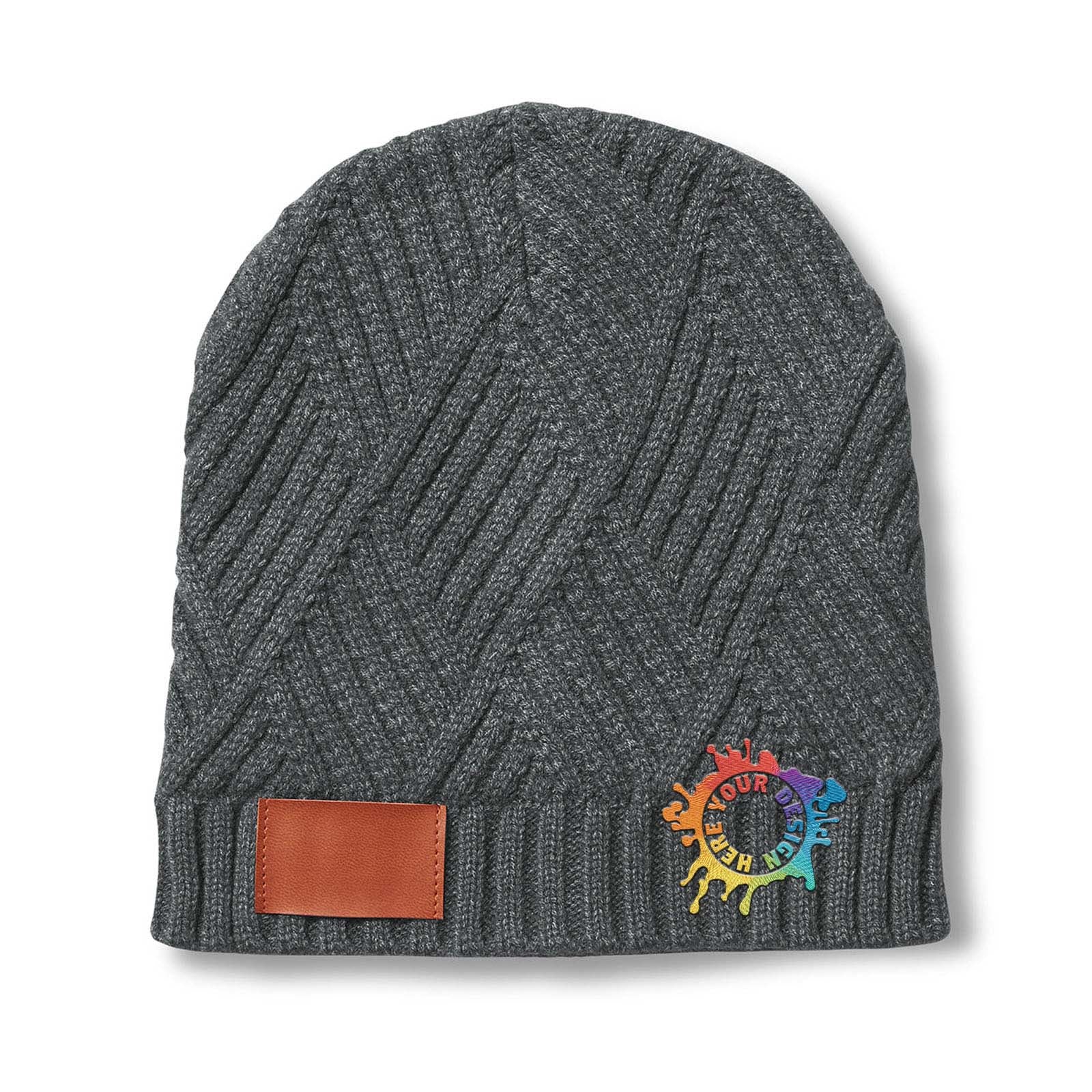 Embroidered Leeman Trellis Knit Beanie - Mato & Hash