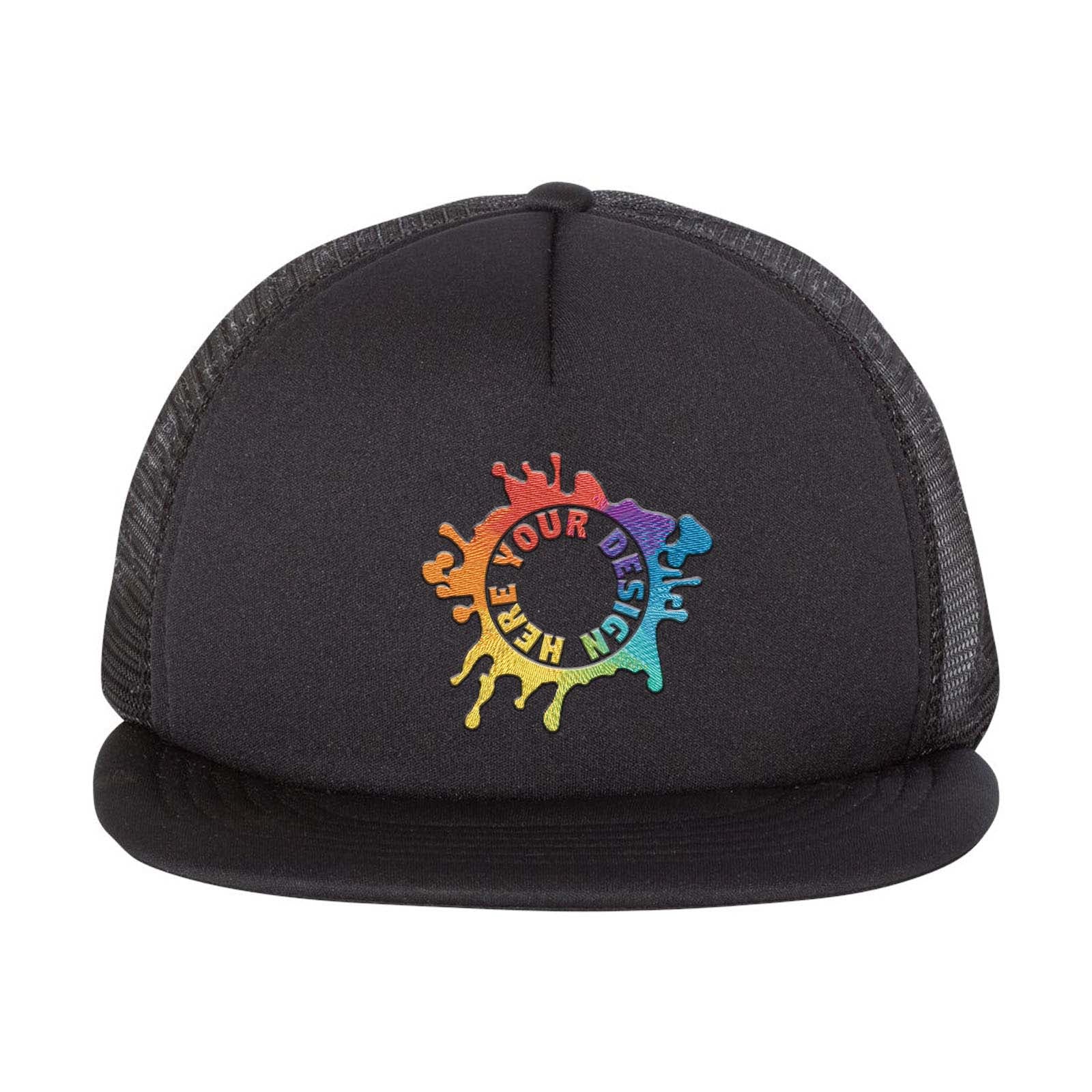 Embroidered Mega Cap - Foam Front Flat Bill Trucker Cap - Mato & Hash