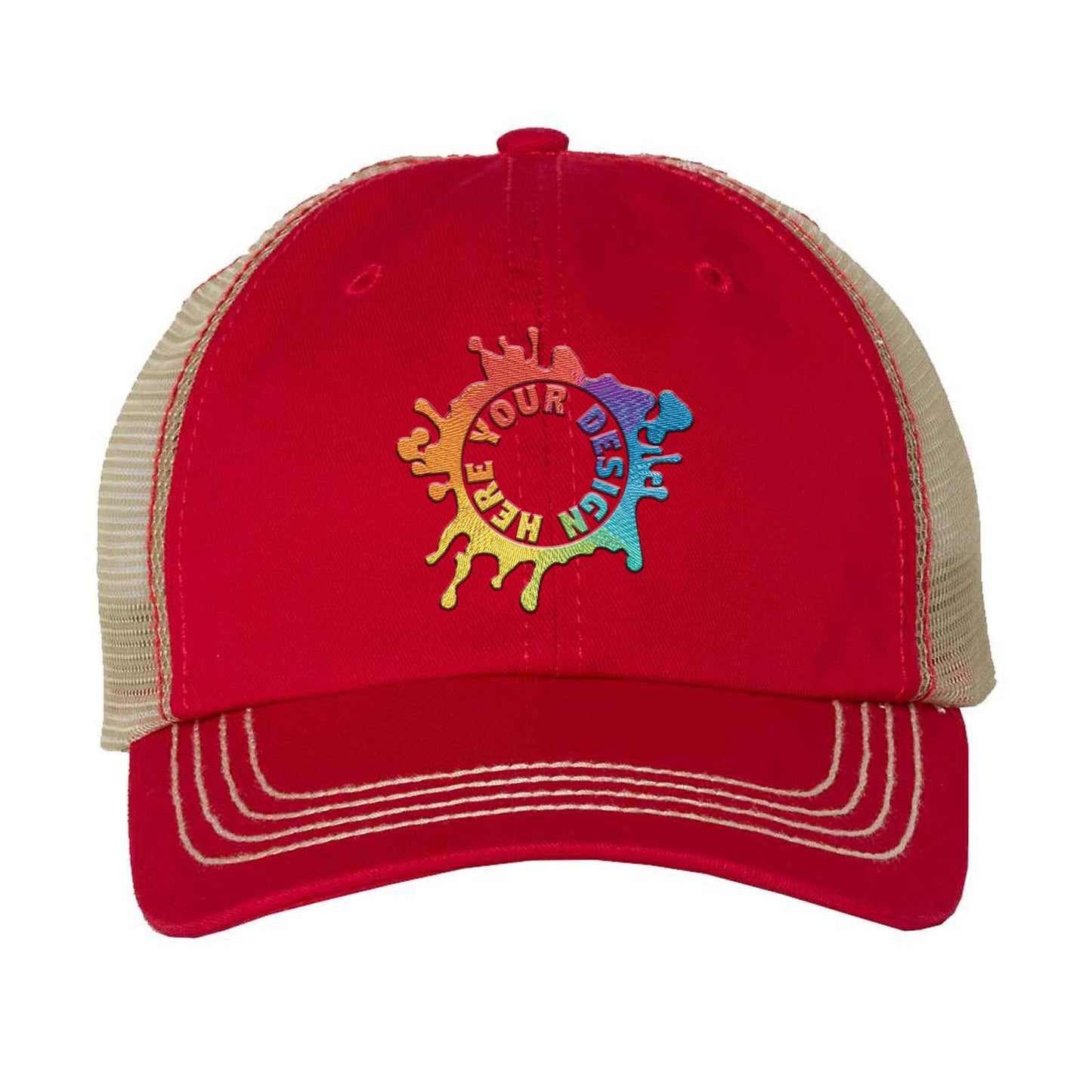 Embroidered Mega Cap Washed Twill Trucker Cap - Mato & Hash