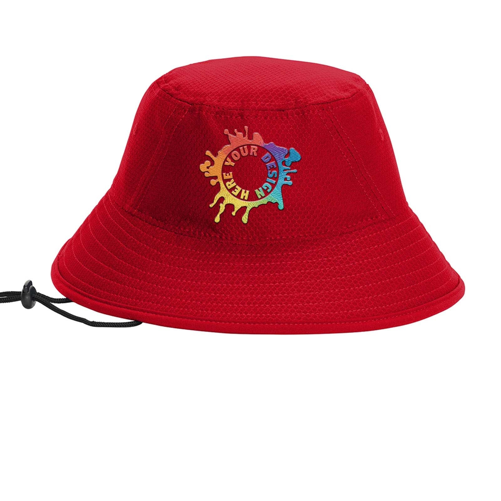 Embroidered New Era Hex Era Bucket Hat Scarlet/Scarlet / S-M