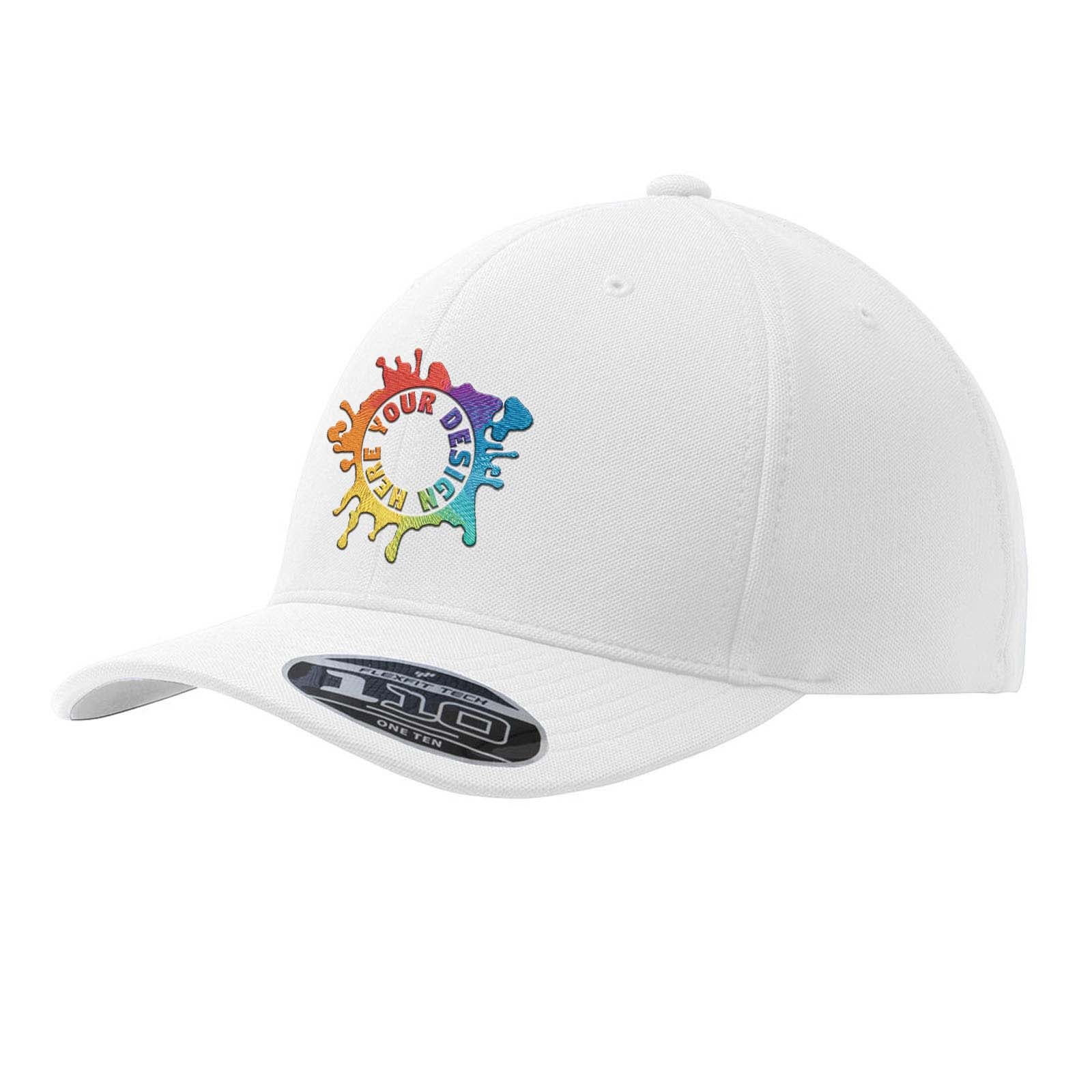 Embroidered Port Authority Flexfit 110 Cool & Dry Mini Pique Cap White / One Size
