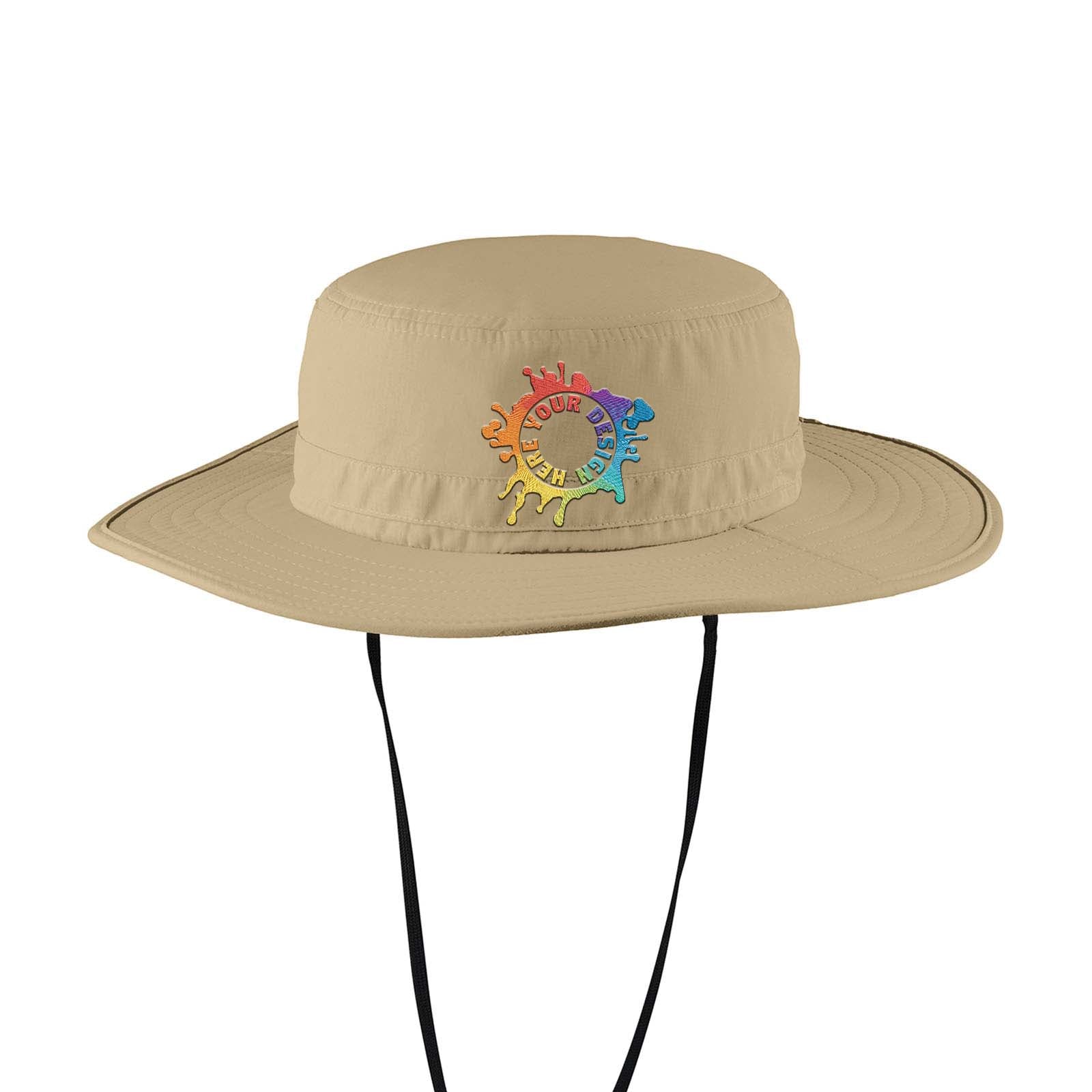 Embroidered Port Authority Outdoor Wide-Brim Hat Coffee Cream / S-M