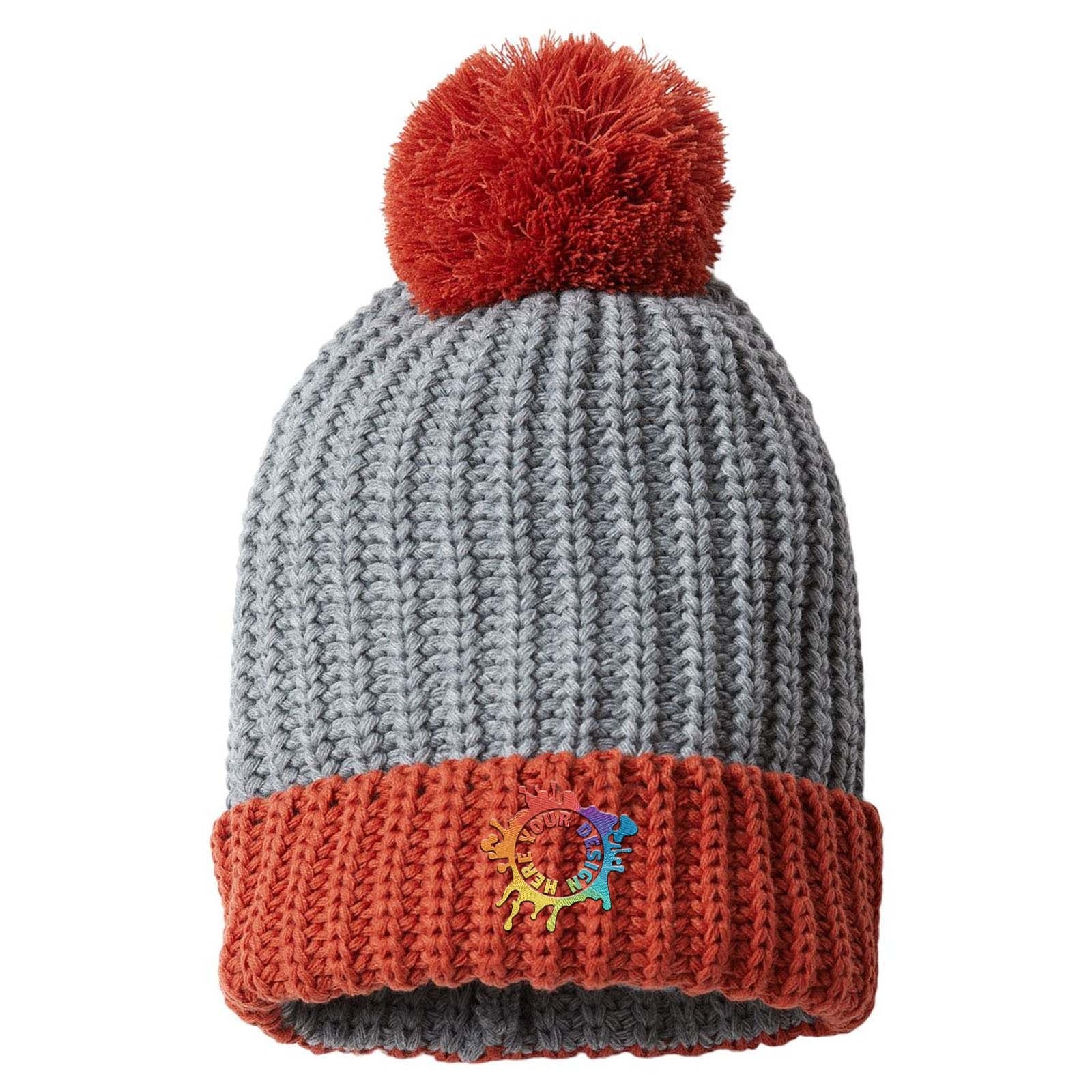 Embroidered Richardson Chunky Cable with Cuff & Pom Beanie - Mato & Hash