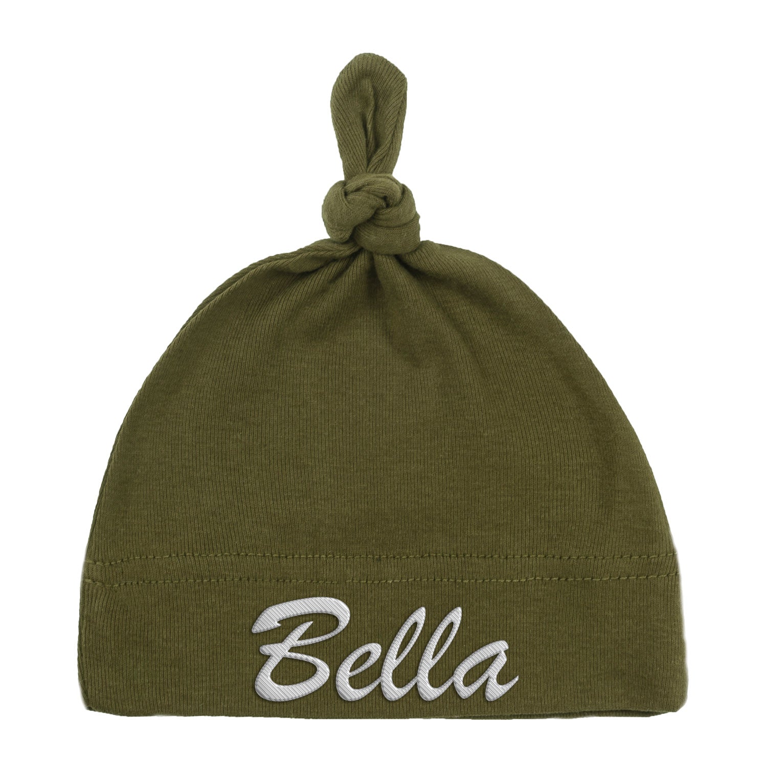 Embroidered Text Custom Name Baby Hat w/ Adjustable Top Knot - Mato & Hash