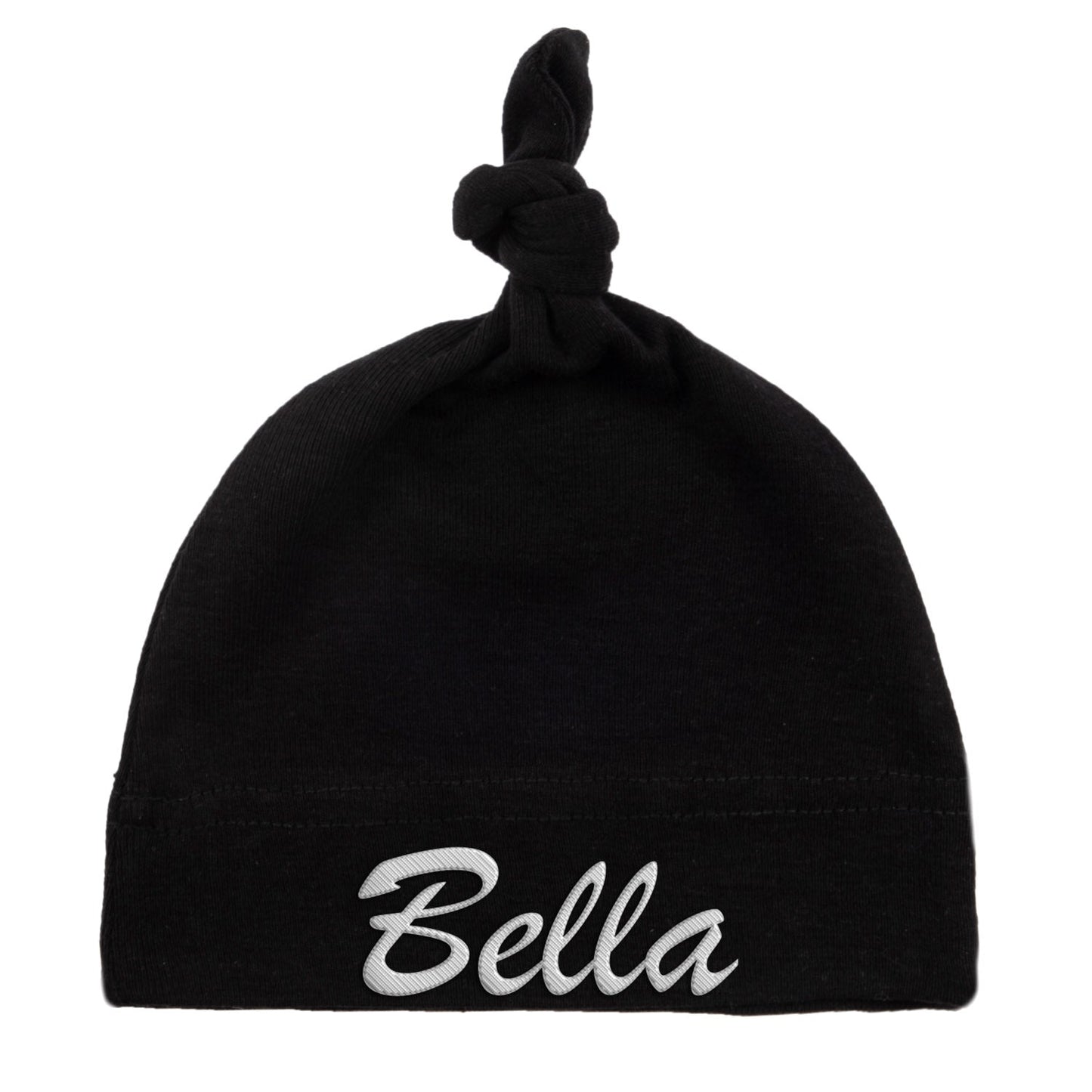Embroidered Text Custom Name Baby Hat w/ Adjustable Top Knot - Mato & Hash