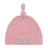 Embroidered Text Custom Name Baby Hat w/ Adjustable Top Knot - Mato & Hash