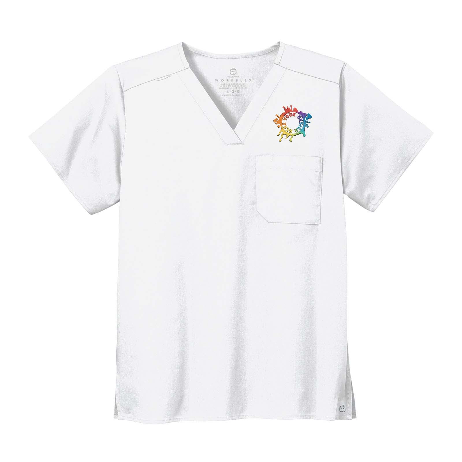 Embroidered WonderWink® Unisex WorkFlex™ Chest Pocket V-Neck Top - Mato & Hash