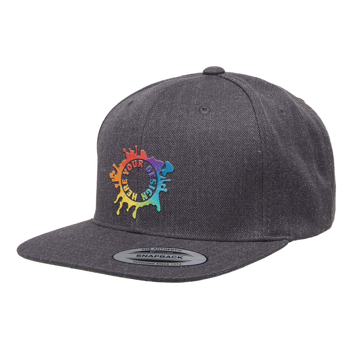 Embroidered Yupoong Adult 6-Panel Structured Flat Visor Classic Snapback - Mato & Hash