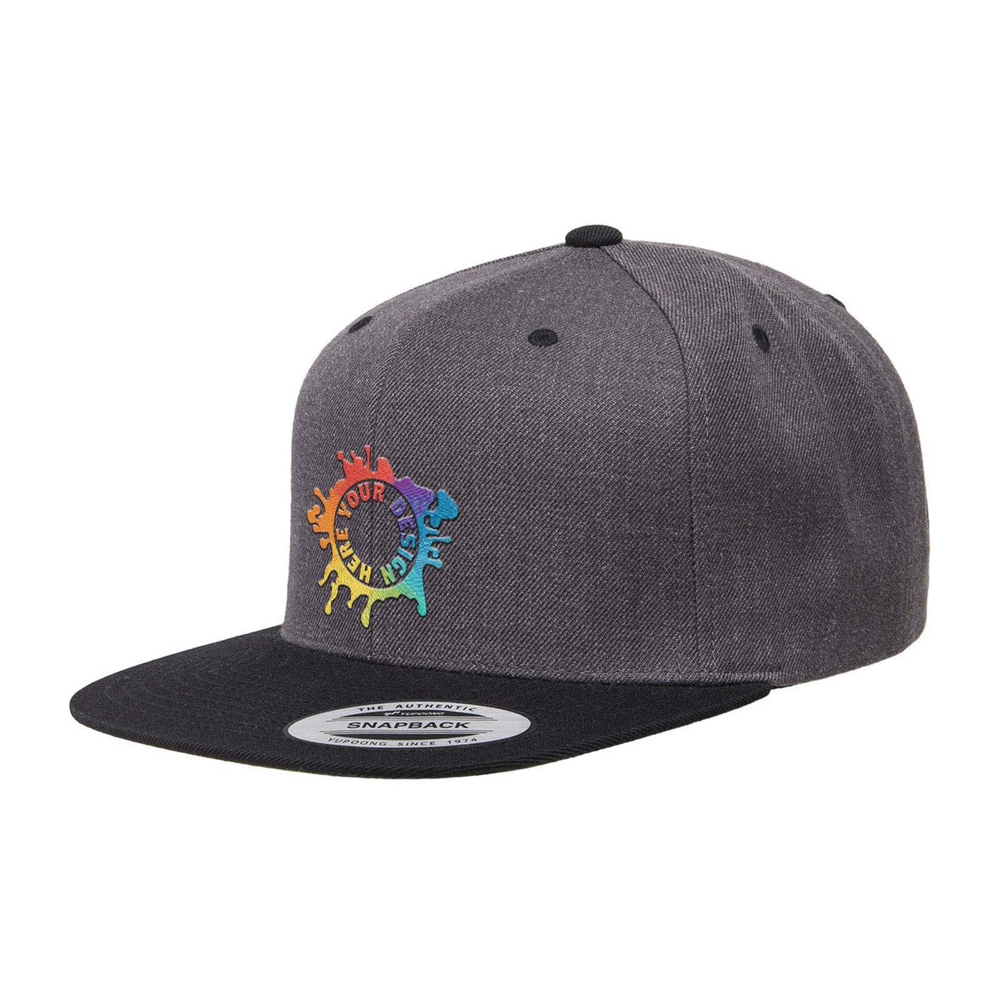 Embroidered Yupoong Adult 6-Panel Structured Flat Visor Classic Two-Tone Snapback - Mato & Hash