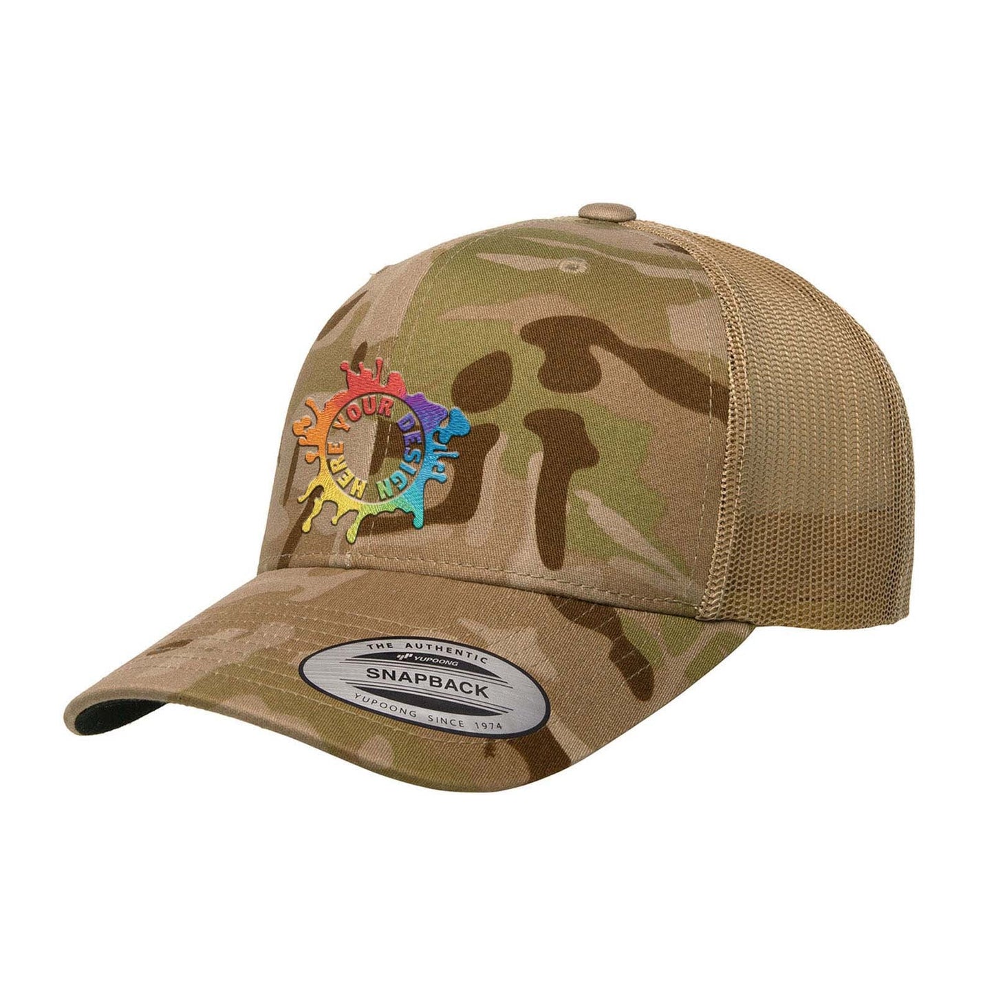 Embroidered Yupoong YP Classics® Retro Trucker Multicam® Snapback - Mato & Hash