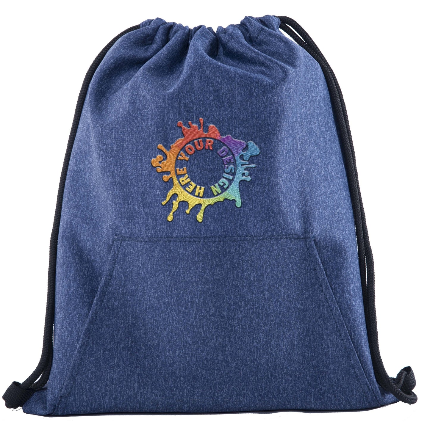 Embroidery Mélange Drawstring Gym Bag With Quick-Access Pocket - Mato & Hash