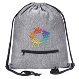 Embroidery Mélange Drawstring Gym Bag With Zipper Pocket - Mato & Hash