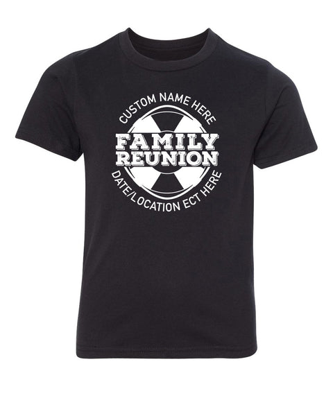 Family Reunion Life Ring Custom Name & Date Kids T Shirts