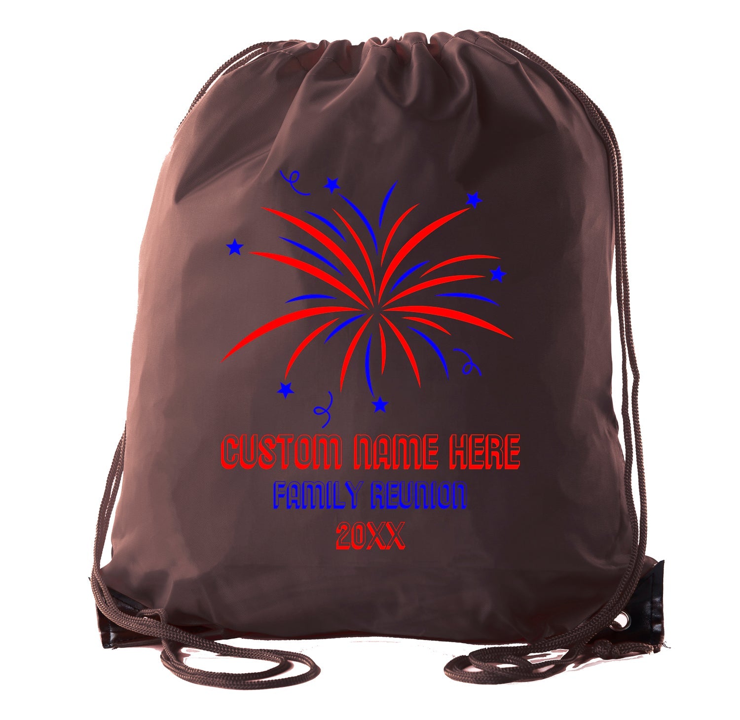 Fireworks Custom Name & Year Family Reunion Polyester Drawstring Bag - Mato & Hash
