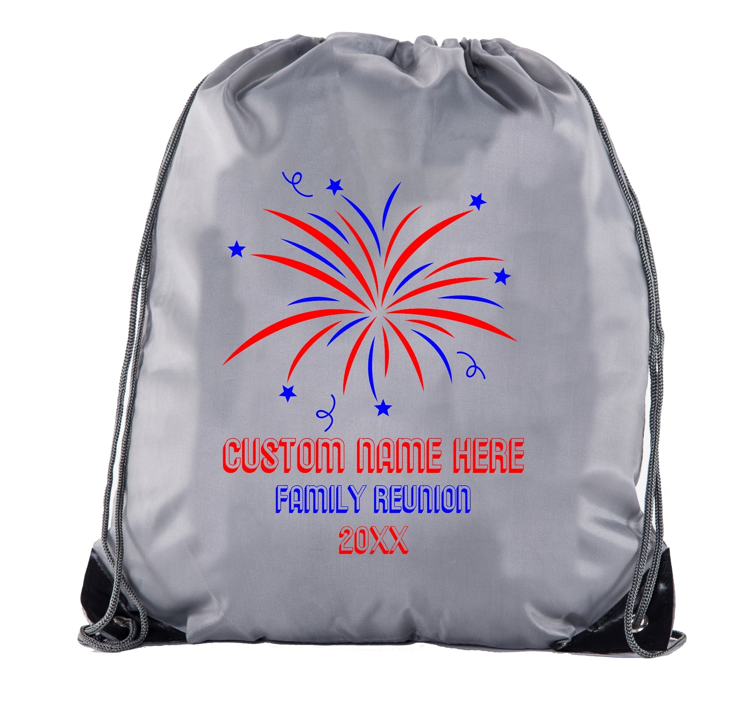 Fireworks Custom Name & Year Family Reunion Polyester Drawstring Bag - Mato & Hash