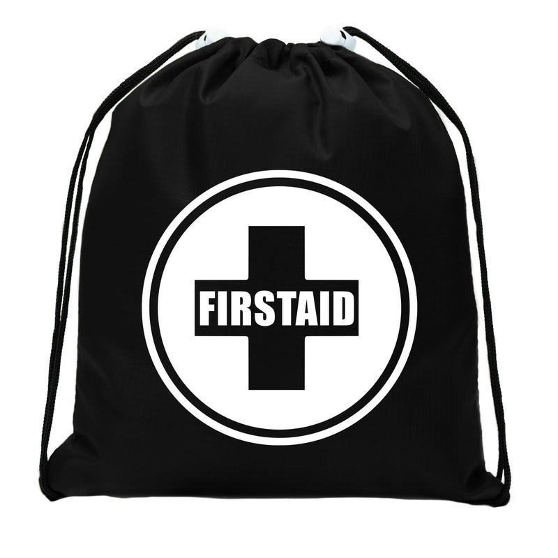 First Aid Symbol - Circle - Mini Polyester Drawstring Bag - Mato & Hash