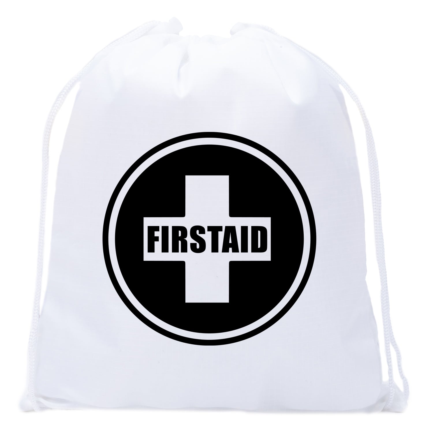 First Aid Symbol - Circle - Mini Polyester Drawstring Bag - Mato & Hash