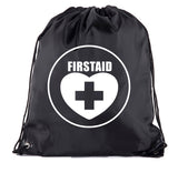 First Aid Symbol in Heart Polyester Drawstring Bag