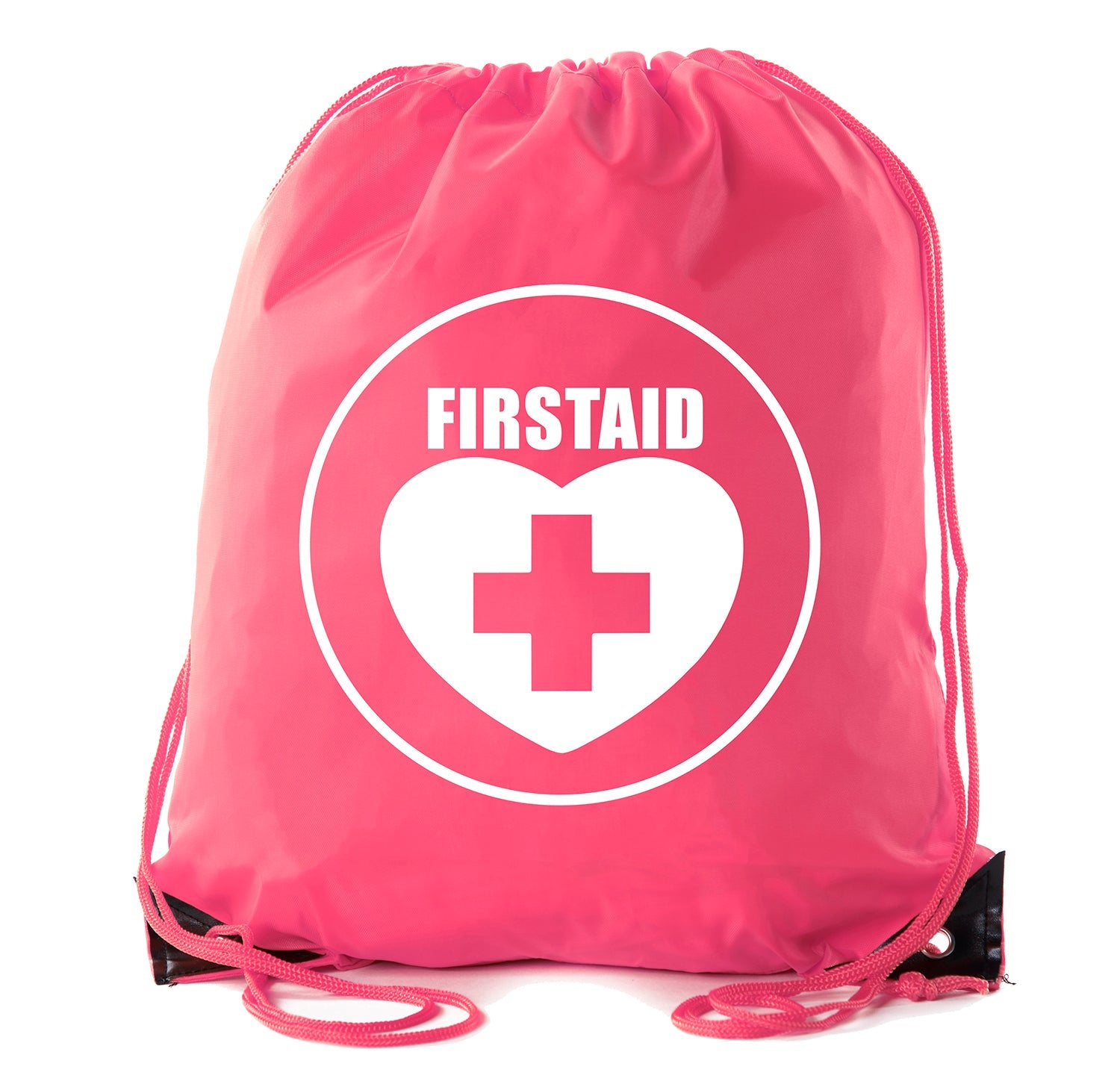 First Aid Symbol in Heart Polyester Drawstring Bag - Mato & Hash