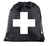 First Aid Symbol Polyester Drawstring Bag