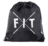 Fit - Crossed Barbells Polyester Drawstring Bag