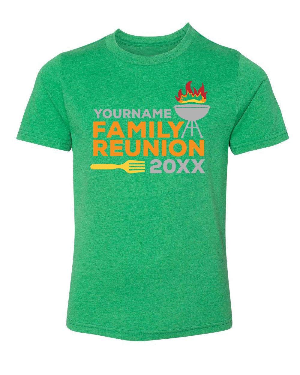 Flaming Grill Custom Name & Year Family Reunion Kids T Shirts - Mato & Hash